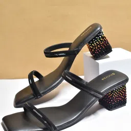 SHRIVAS BY ARCHITA MEHTA Embellished Velvet Block Heels-13