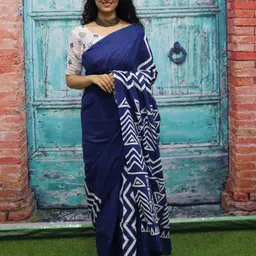 TROPWEAR Geometric Printed Block Print Saree image 1
