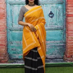 TROPWEAR Ajrak Block Pure Cotton Block Print Saree image 1