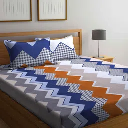 Arrabi Multi Geometric 300 TC Super King Size Fitted Bedsheet with 2 Pillow Covers-picture-25
