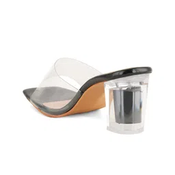 DressBerry Black & Transparent Open Toe Block Heels image 5