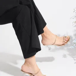 JM Looks Embellished Open Toe Block Heels image 3