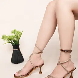 XE Looks Embellished Open Toe Slim Heels-16
