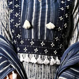 PUKHYA Ethnic Motifs Printed Pure Cotton Kurta with Trousers & With Dupatta image 2