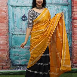 TROPWEAR Ajrak Block Pure Cotton Block Print Saree image 2