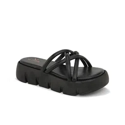 XE Looks Cross Strap Open Toe Flatform Heels image 5