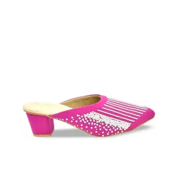 SHRIVAS BY ARCHITA MEHTA Pointed Toe Ethnic Embellished Block Mules image 2