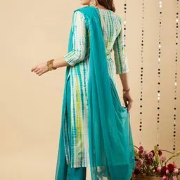 MILAAV Abstract Printed Sequinned Straight Kurta with Trousers & Dupatta image 4