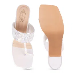 Shoetopia Textured Open Toe Block Heels image 2