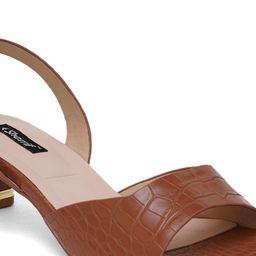 Sherrif Shoes Textured Open Toe Backstrap Block Heels image 3