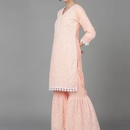 KALINI Ethnic Motifs Embroidered Regular Thread Work Kurta with Sharara & With Dupatta image 4