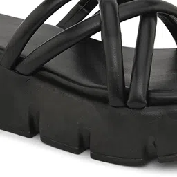 XE Looks Cross Strap Open Toe Flatform Heels image 3