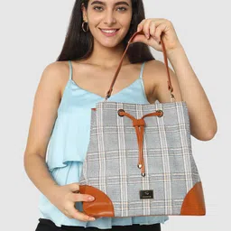 Caprese Checked PU Half Moon Shoulder Bag with image 4