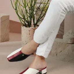 ELLE Colourblocked Square Toe Block Mules image 5