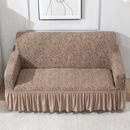 HOKIPO Brown Polyester 1 Piece Sofa Cover With Arms-image-41