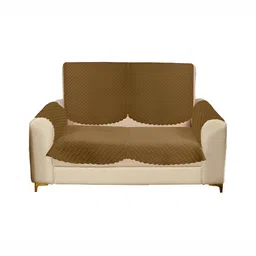 Sparrow world Brown 4 Pieces Velvet 2 Seater Sofa Cover With Arms-image-6