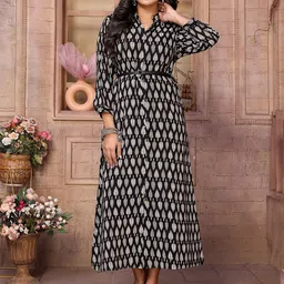 Rangita Women Ethnic Motifs Printed Shirt Calf Length Ethnic Dresses With Belt-image-33