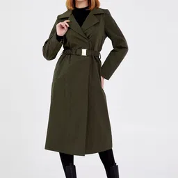 Fashion Gaiia Women Notched Lapel Collar Single-Breasted Long Trench Coat With Belt-image-59