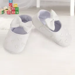 Baby Moo Infant Girls White Solid Booties With Bow-image-57