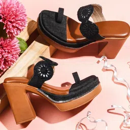 Try Me Embellished One Toe Platform Heels-6