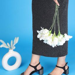 T.ELEVEN Textured Open Toe Backstraps Suede Block Heels-14