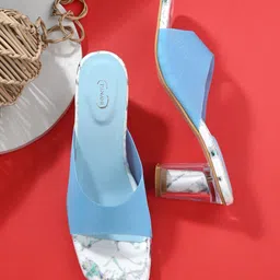 PANAHI Printed Open Toe Block Heels-16