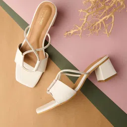 Tokyo Talkies Colourblocked Block Square Toe Open Back Heels-image-42