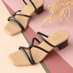 Tokyo Talkies Black Square Toe Block Mules-image-12