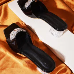 Try Me Embellished Open Toe Block Heels-87