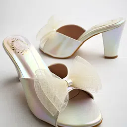 Shoetopia Girls Open Toe Party Block Heels With Bows-4