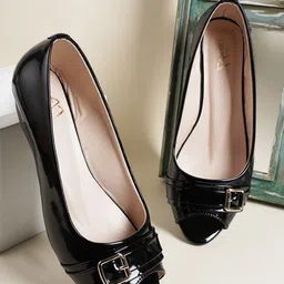 EVERLY Buckles Embellished Peep Toes Comfort Heels-45