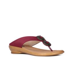 Bata Women Red Embellished Open Toe Flats-4