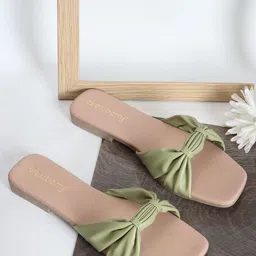 DressBerry Green Open Toe Flats-image-6