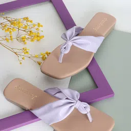 DressBerry Mauve Open Toe Flats-22