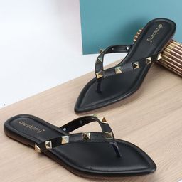 DressBerry Black Embellished Open Toe Flats-image-16