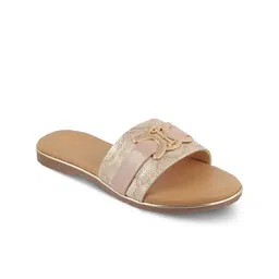 Tresmode Textured Open Toe Flats with Bows-95