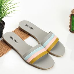 BLINDER Striped Open Toe Flats-9