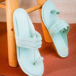NR By Nidhi Rathi Braided Detail Leather One Toe Flats-45