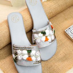 NR By Nidhi Rathi Embellished Open Toe Flats with Bows-image-27