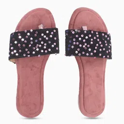 Apratim Women Peach-Coloured Embellished Open Toe Flats-9