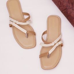 FABBHUE Knotted Strap One Toe Flats-18