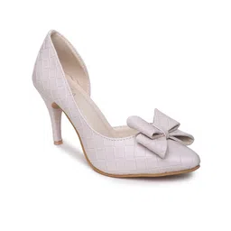 VALIOSAA Cream-Coloured Stiletto Pumps with Bows-25