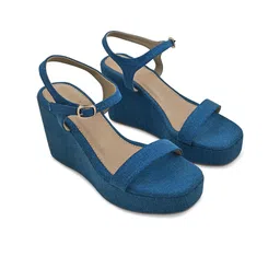 CAI Open Toe Canvas Wedge Heels image 5