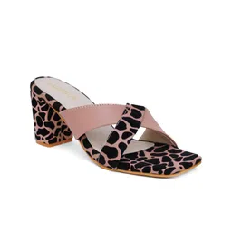 FABBHUE Printed Open Toe Block Heels image 3