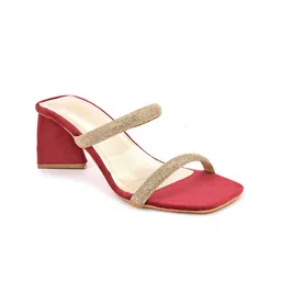 pelle albero Embellished Open Toe Block Heels image 5