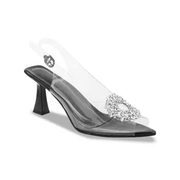 Try Me Embellished Peep Toe Backstrap Block Heel Mules image 3