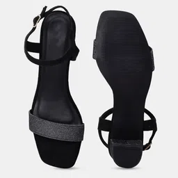 T.ELEVEN Textured Open Toe Backstraps Suede Block Heels image 5
