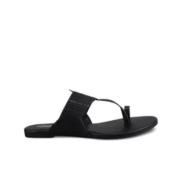Anouk Black Embellished Fabric Open One Toe Flats image 4