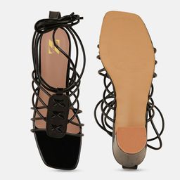 ZENVO Strappy Open Toe Block Heel Gladiators image 5