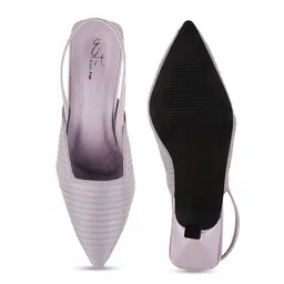 THE WHITE POLE Textured Pointed Toe Slim Mules With Backstrap image 4